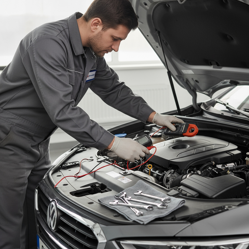 Battery and charging system test with multimeter